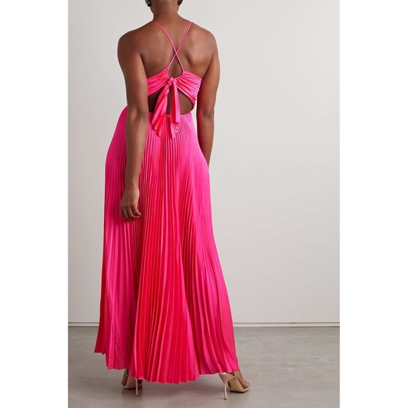 A.L.C. Aries Pleated Open Back Gown in Hot Pink, size 12 - Picture 5 of 11